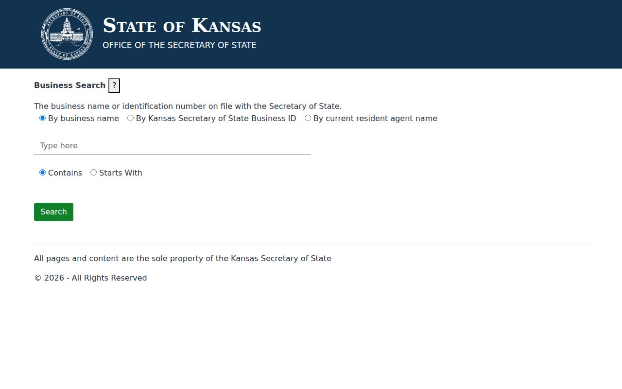Kansas Secretary of State business entity search used to verify Derby organizations