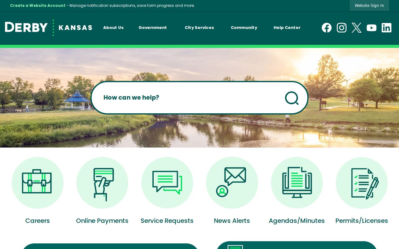 Official City of Derby website used to locate city departments and public records